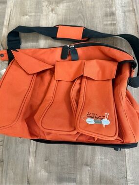 Eagle Good to Go Knitting‎ Craft Bag Orange Canvas Crossbody Pockets Zipper Tote